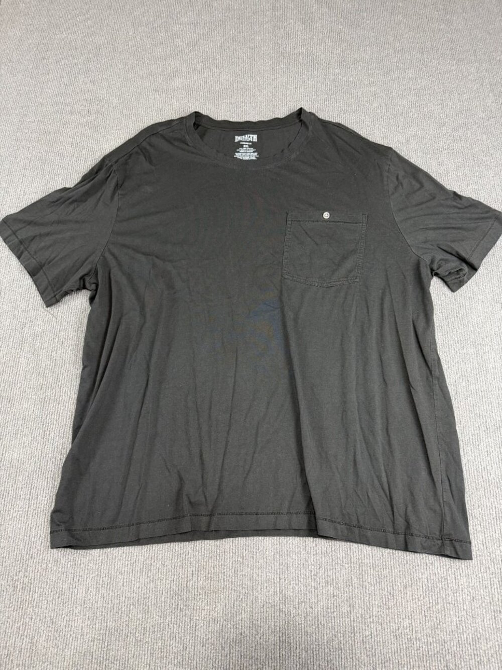 Duluth Trading Co Mens Black Standard Fit Crewneck Chest Pocket T-Shirt 2XL